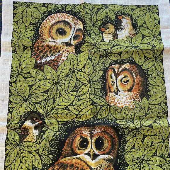 Vintage 1970’s Lois Long Linen Tea Towel. Cottage Core. Owls. Kitchen Decor. USA - Picture 6 of 9